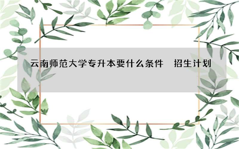 云南师范大学专升本要什么条件 招生计划